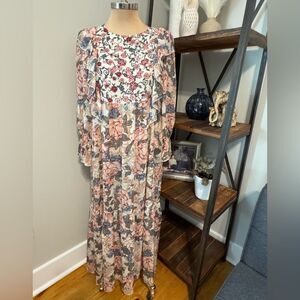 See by Chloe Womens Floral Print Long Sleeves Maxi Dress Multicolored Size 38